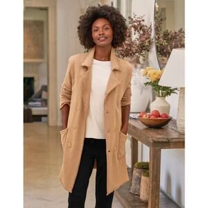 Frank & Eileen Belfast Trench Coat Sweater Camel Tan Long Cardigan Medium